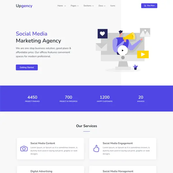 Bootstrap template social media marketing agency